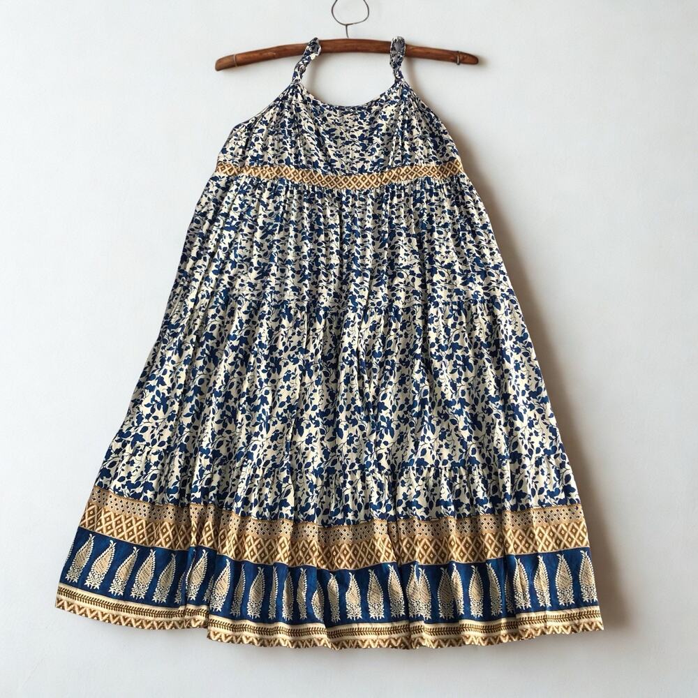 Bloom Chic Boho Floral Sleeveless Tiered Maxi Dress Women Sz 26 Flowy‎ Festival